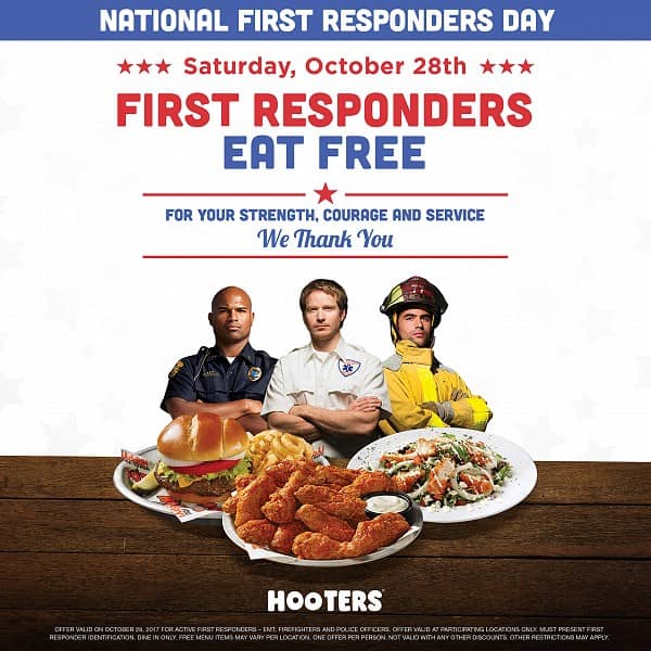 First Responders Eat Free at Hooters on October 28