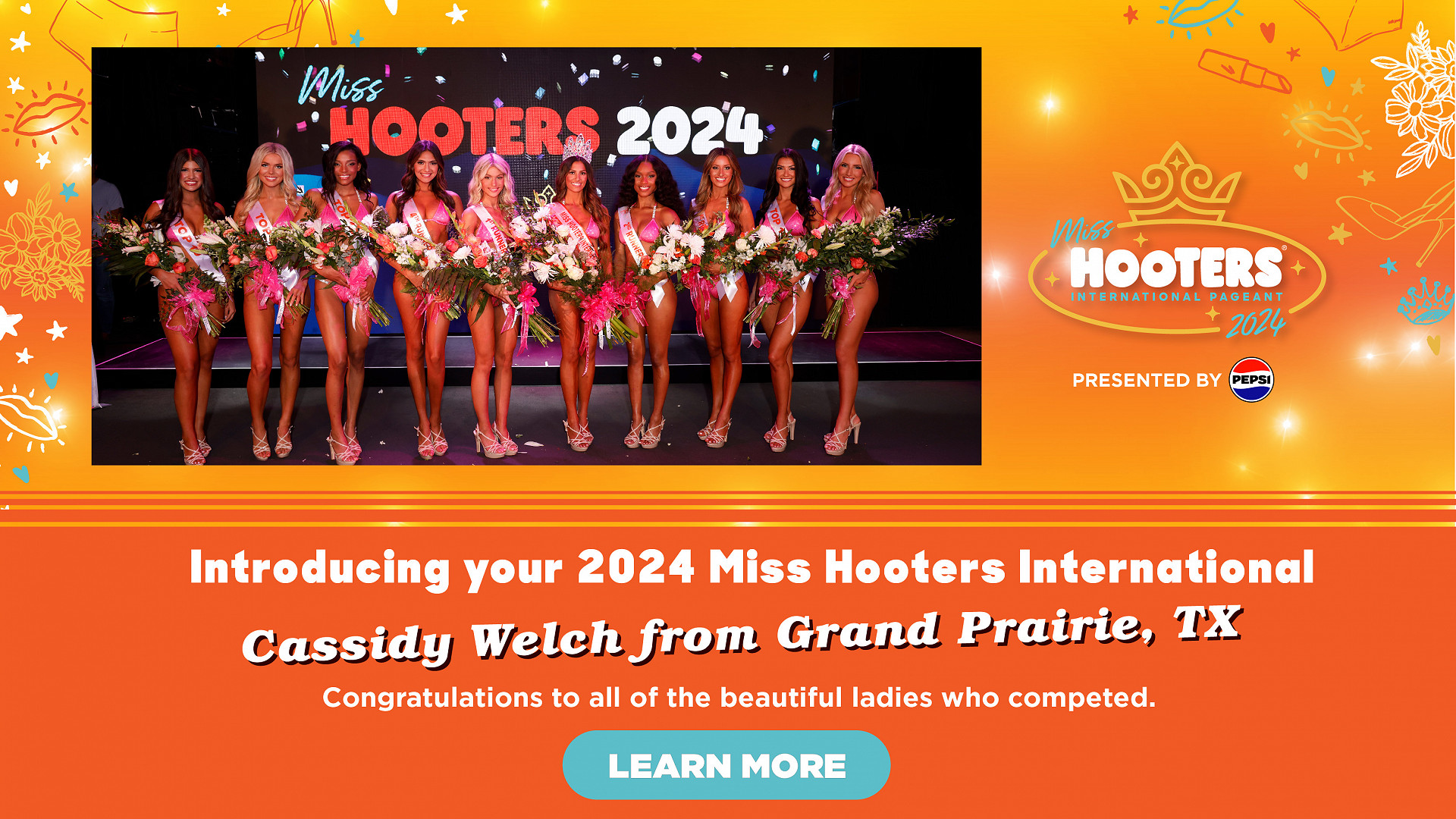 Introducing your 2024 Miss Hooters International, Cassidy Welch from Grand Prairie, TX! Congratulations to all of the beautiful ladies who competed.